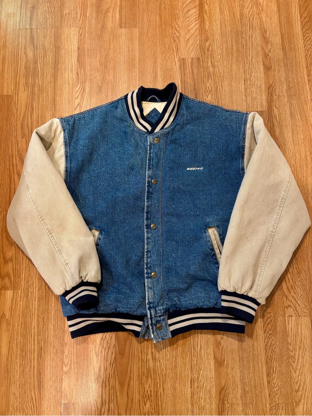 Vintage Boeing Denim Varsity Jacket by MV Sport